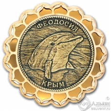 Магнит из бересты Крым-Дельфин купола золото